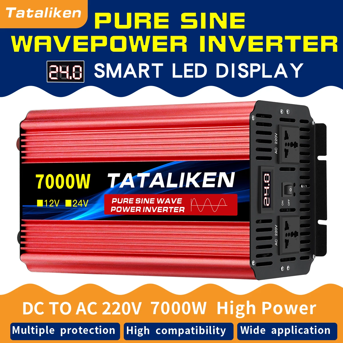 Инвертор немодулированного синусоидального сигнала 12 В 24 до 220 4000 Вт 5000