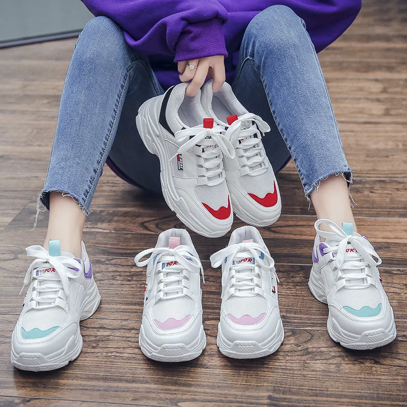 Женские кроссовки на платформе zapatos de mujer повседневные белые дышащие осень