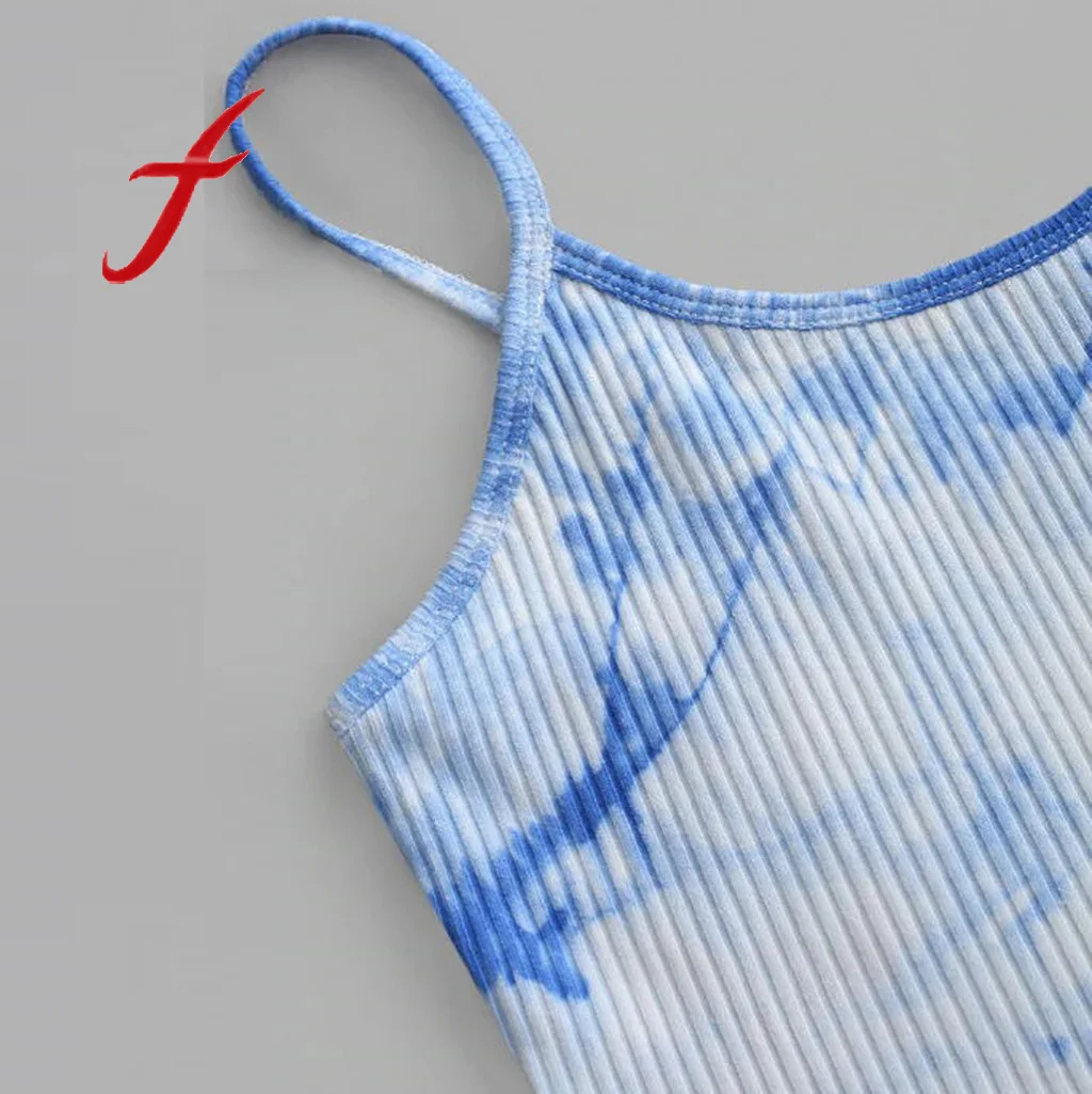 Кроп-топ Feitong женский с принтом бабочек укороченный топ тай-дай майка без рукавов