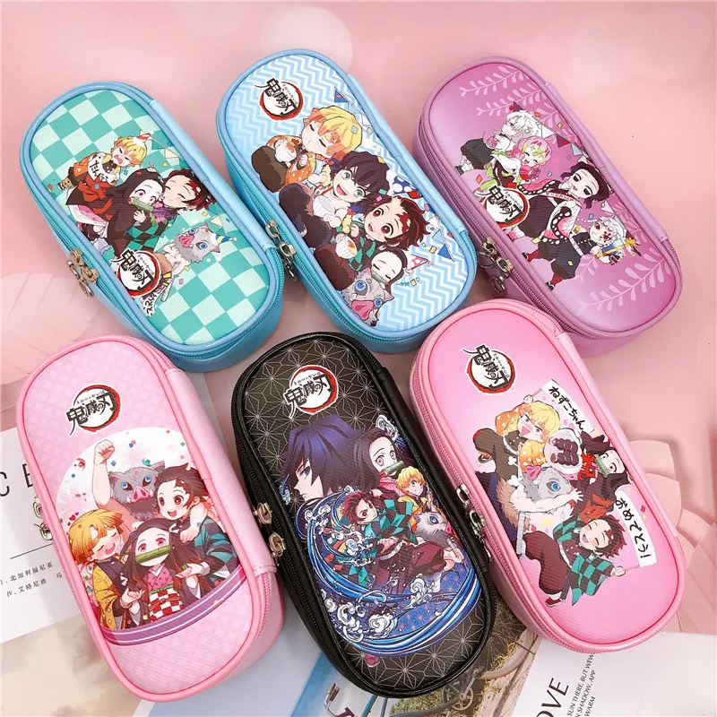 

4 pcs/lot Kawaii Demon Slayer Pencil Case High Capacity Pencil bag box Stationery pen pouch office school supplies canetas zakka