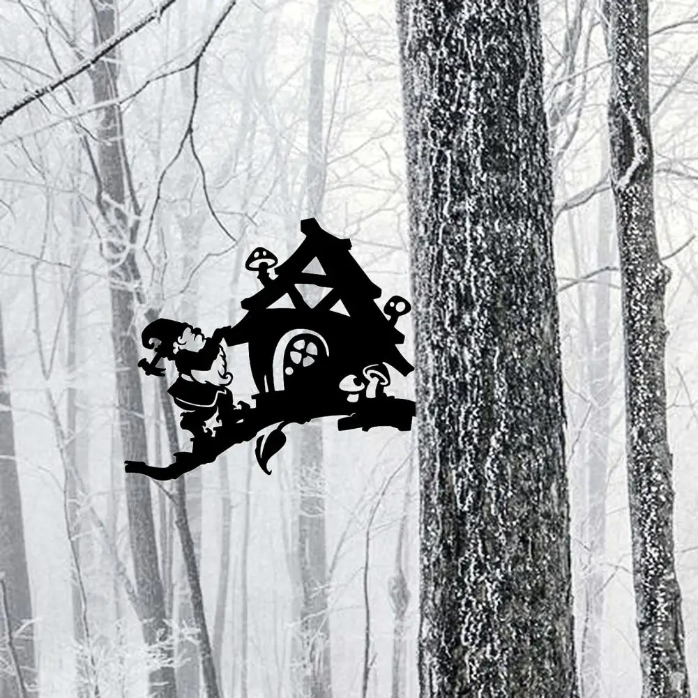 

Silhouette Stake Decorative Attractive Iron Dwarf Gnome Moon Art Garden Stake for Outdoor