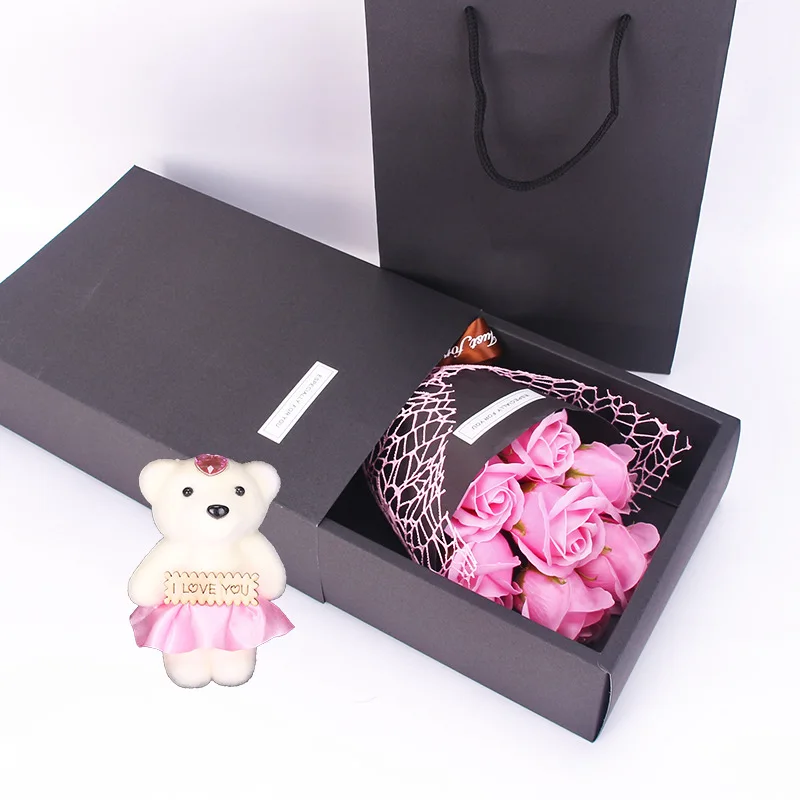 

Simulation 7 Rose Soap Flower Gift Box Small Bouquet Gift Christmas Valentine Day Gift Christmas Wedding