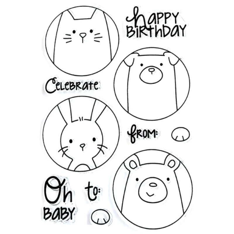 Новинка 2021 прозрачные штампы с рисунком животных кошек свиней кроликов и