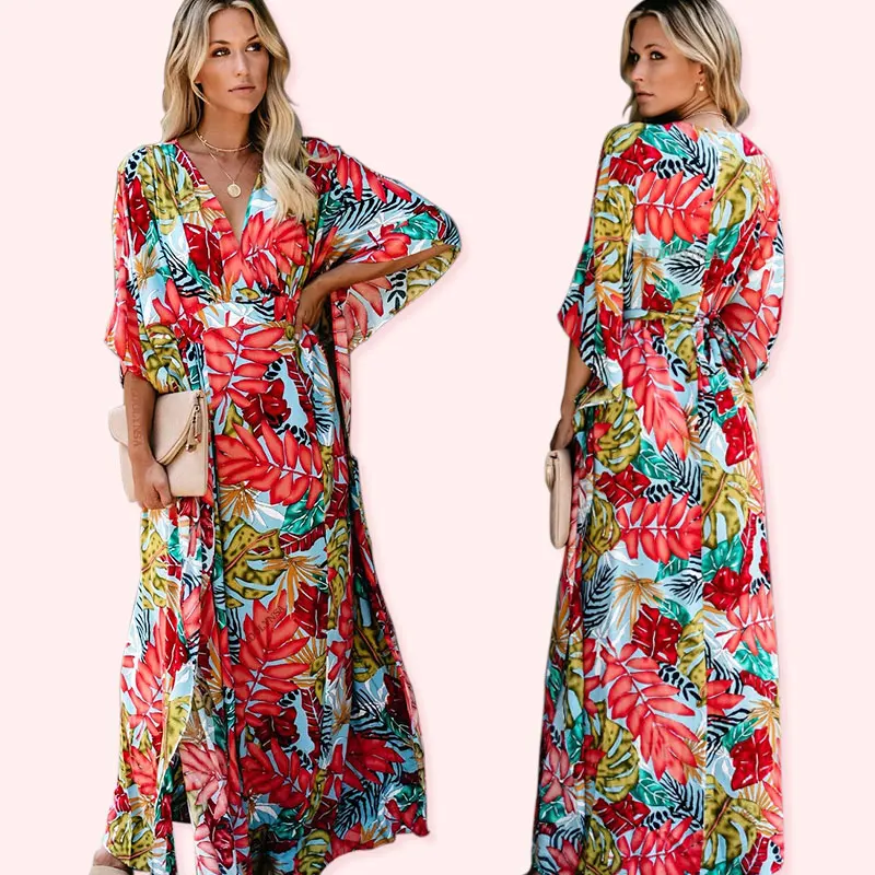 2021 марокканский кафтан богемное летнее платье с принтом длинная хлопковая