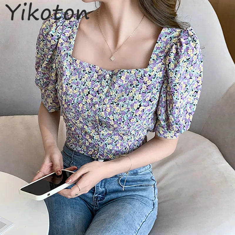 Женские блузки и рубашки с цветочным принтом 2022 Повседневная Облегающая рубашка
