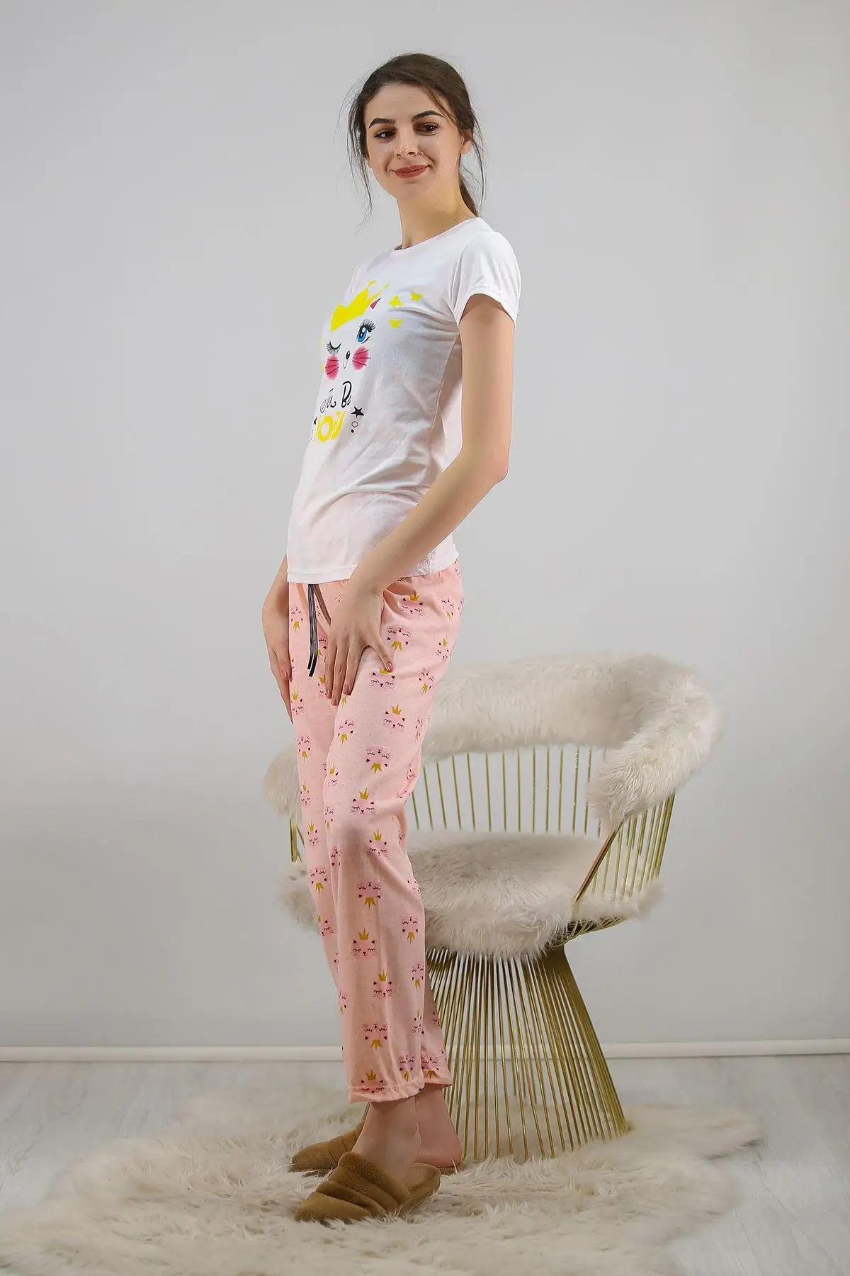

Printed Pajamas set White