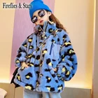 Зимняя меховая куртка для девочек, Детское пальто, верхняя одежда для малышей, детская теплая одежда, новая модная бархатная куртка с искусственным мехом, леопардовым принтом и боковыми карманами от 3 до 13 лет