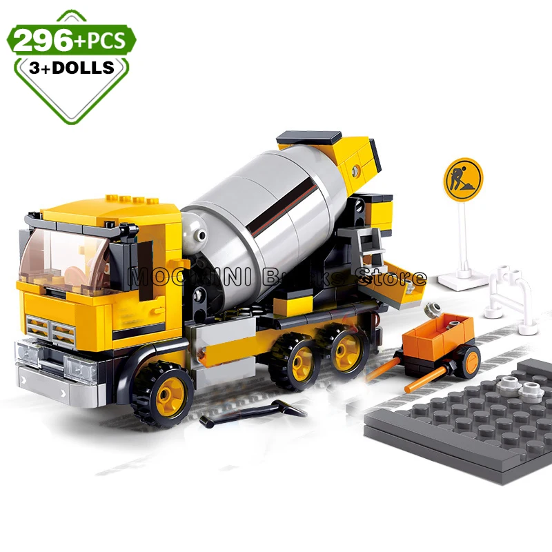 Конструктор Модель городской экскаватор кран бульдозер самосвал цементный