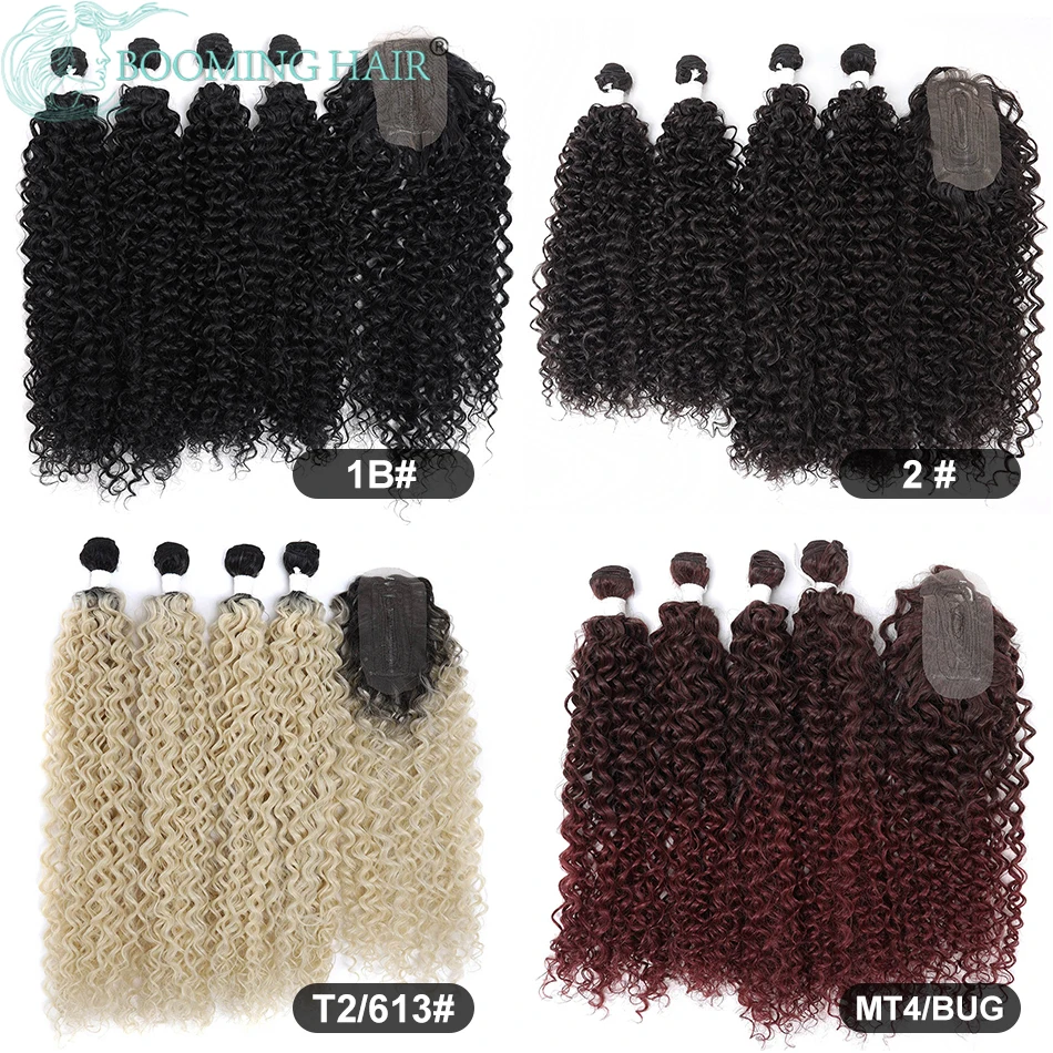 

Synthetic Water Wave Hair Bundles Extensions Color Hair 24" 26" 200G Weaving Bundles With Free Lace Topper By BOOMING HAIR