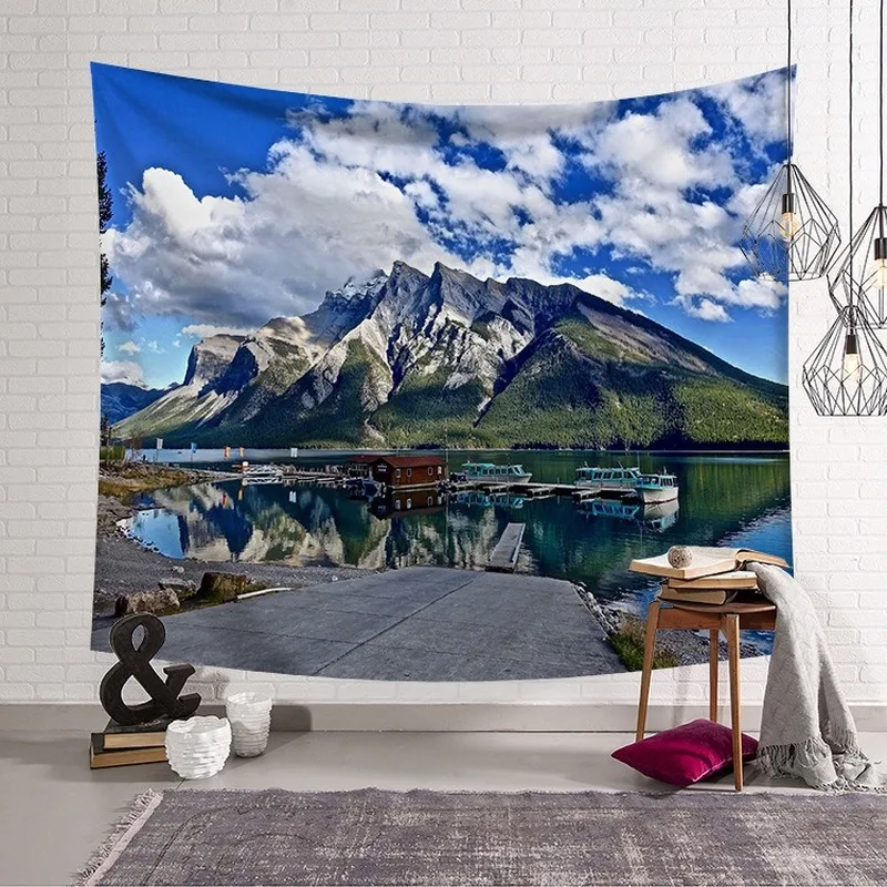 

Beach scenery background cloth ins hanging cloth tapestry home decoration hanging painting girl bedside background wall cloth