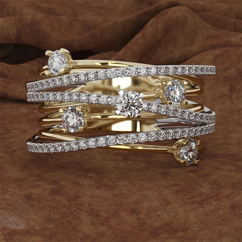14K 3 Colors Gold Diamond Ring for Women Topaz 1 Carat Gemstone Bizuteria  Anillos Silver 925 Jewelry Engagement Diamond Rings
