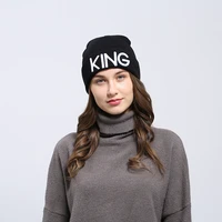 new design letters king queen embroidery men women skull warm winter unisex ski hip hop rock lovers trends beanie knitted hat