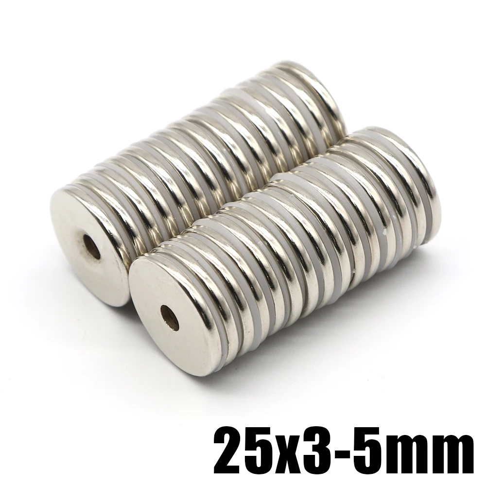 

1/2/5/10/20Pcs 25x3-5 NdFeB N35 Round Neodymium Magnet 25mm x 3mm Hole 5mm Super Powerful Strong Permanent Magnetic imanes Disc
