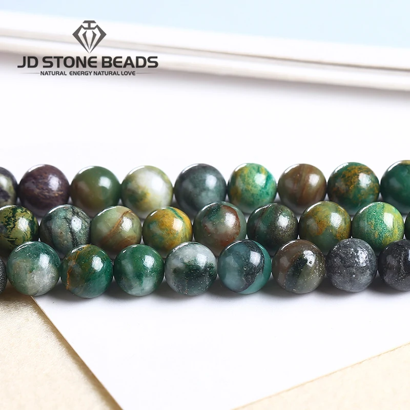 

4 6 8mm Natural Peacock Green Stone Loose Spacer Beads For Jewelry Making Round Beads DIY Bracelet Charms Accessories 15''