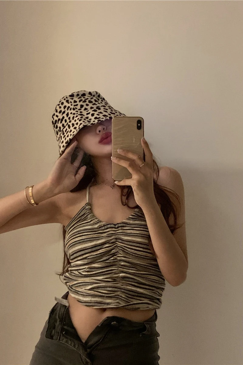 

ZOSOL Striped Sexy Suspenders Vest Female Summer Short Outer Wear Tide Take Slim Coat Base Shirt