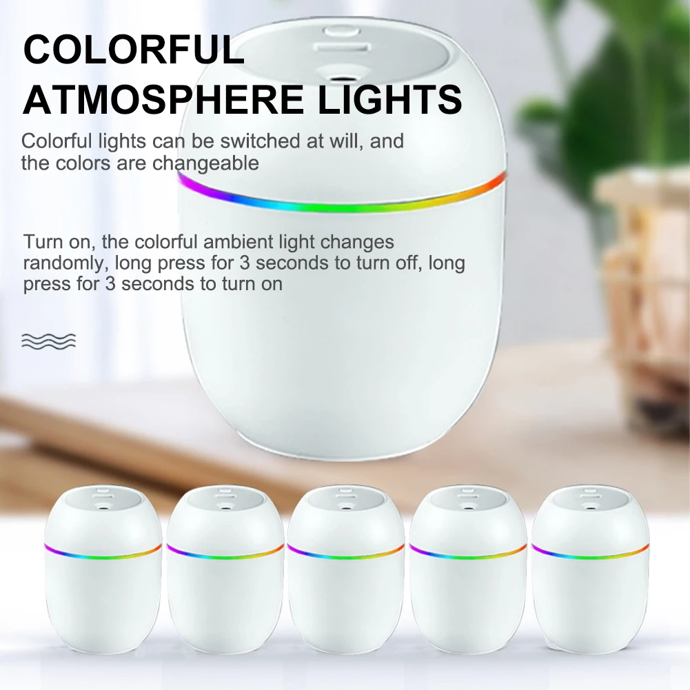 

250ML Mini Ultrasonic Air Humidifier Romantic Light USB Essential Oil Diffuser Car Purifier Aroma Anion Mist Maker With LED Lamp
