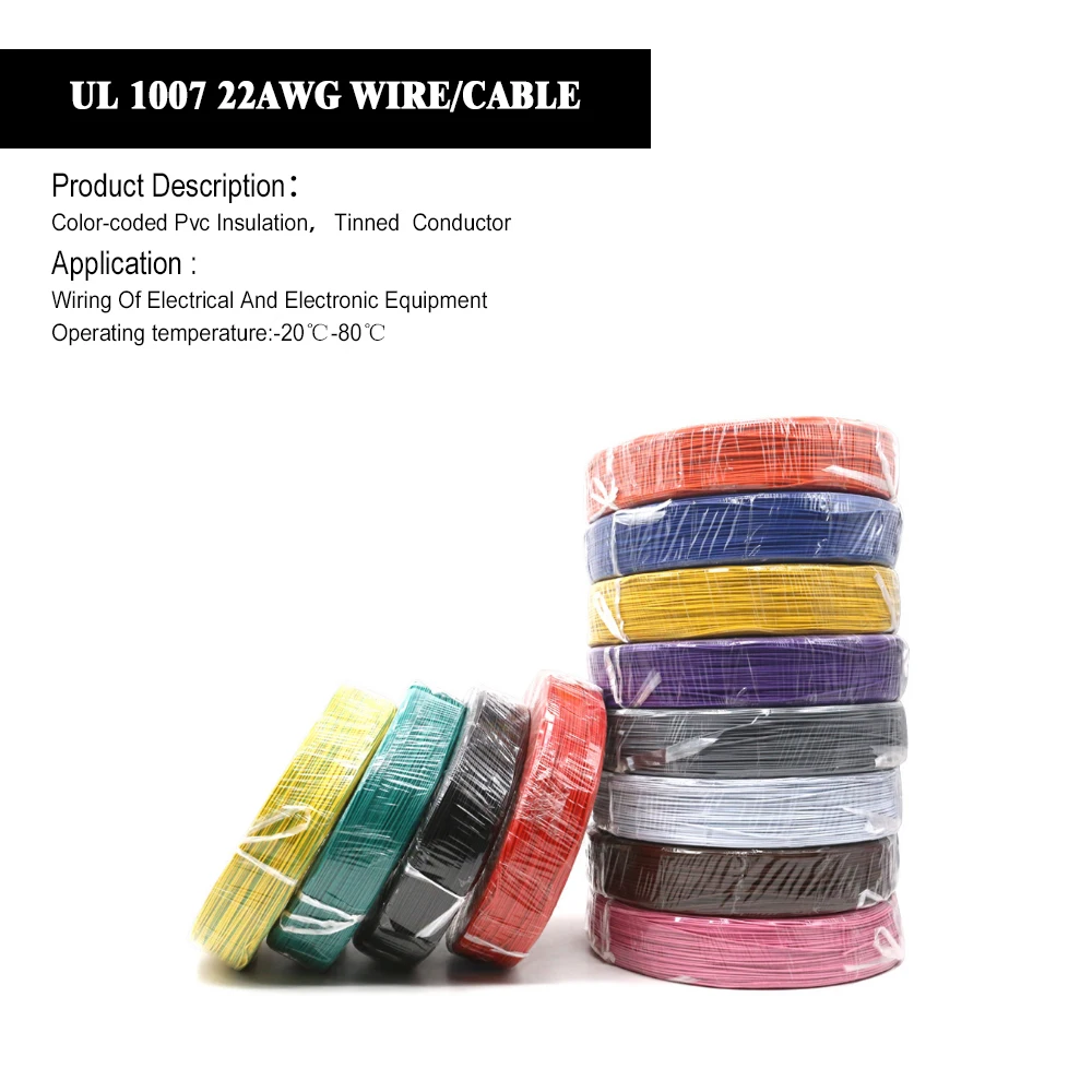 

Wholesale 1/5 Meters 1007 20AWG Electronic Wire 20awg OD1.8mm PVC Electronic Wire Electronic Cable 300V