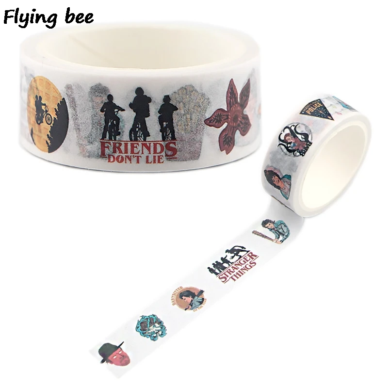 Flyingbee 15 мм X 5 м странные вещи ТВ шоу васи лента бумага DIY декоративная клейкая лента, Канцелярия маскировки Ленточные принадлежности X0503