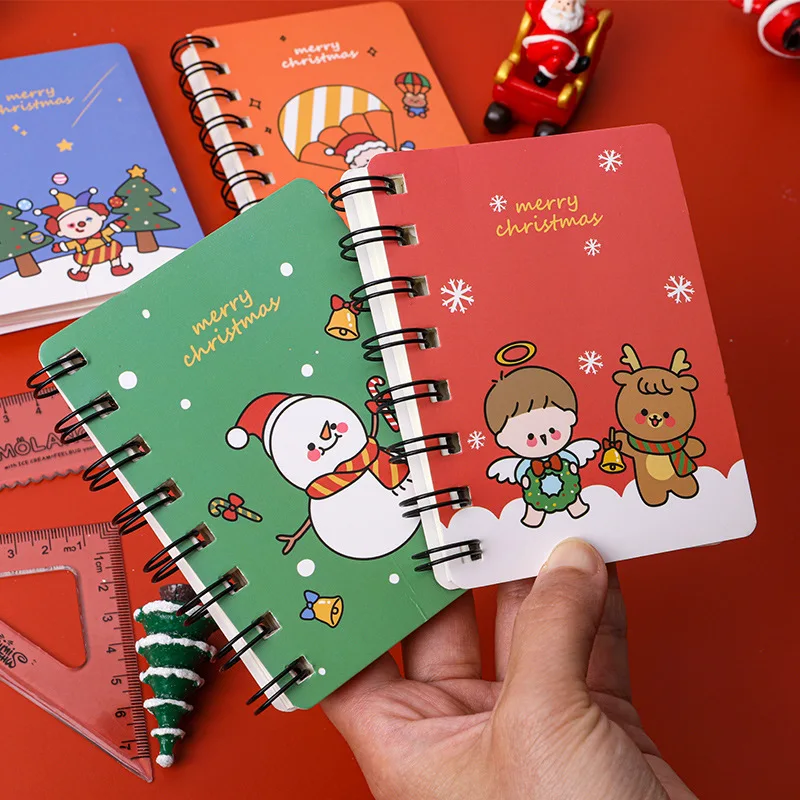 

1/4PCS Creative Christmas Notebook Student Mini Portable Gift Pocket Spiral Notepad Memo Pad Office School Supplies 80Sheets