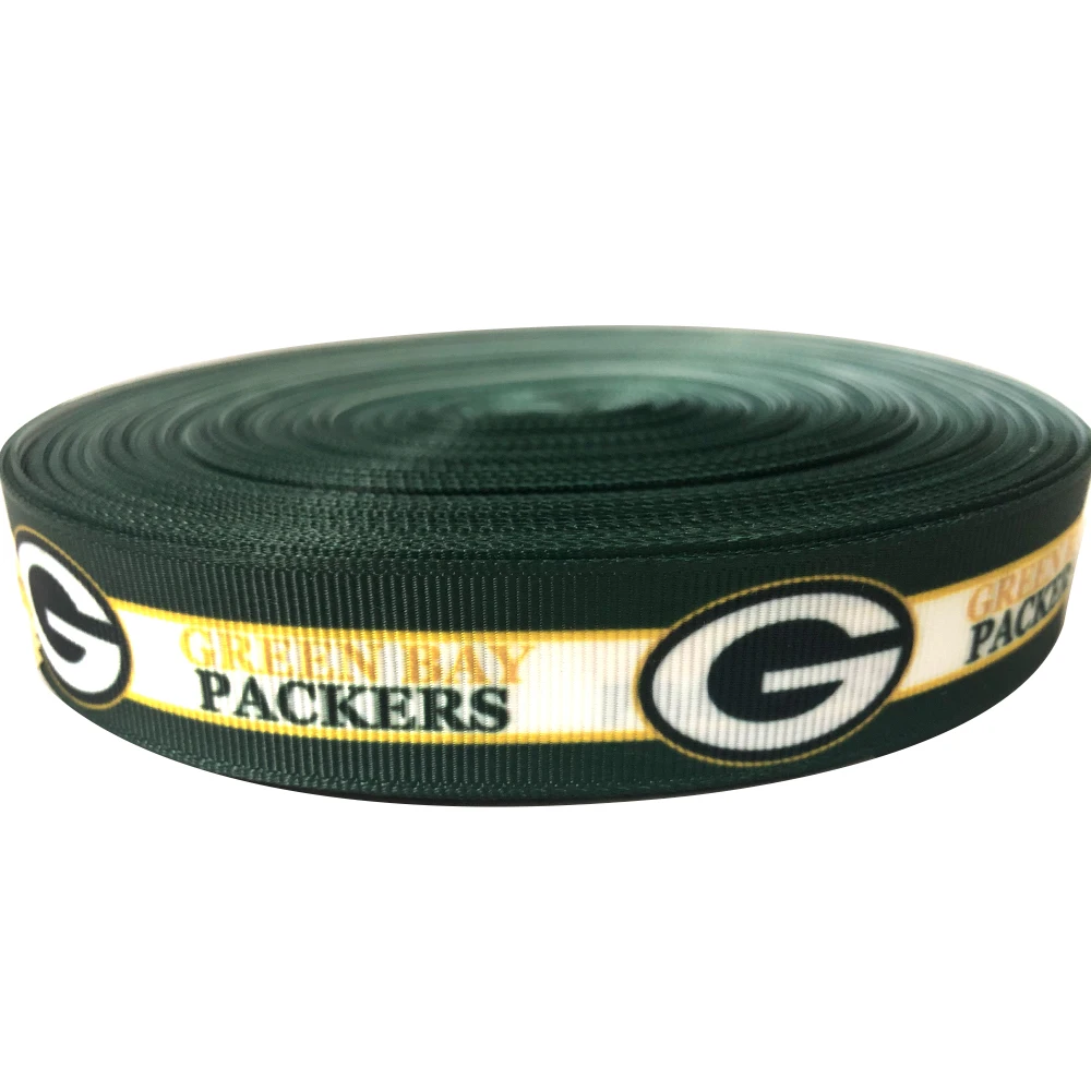 

Лента с принтом «Американская Футбольная Команда», 7/8 дюйма, зеленая корсажная лента, банты ручной работы, ошейник для домашних животных, ре...