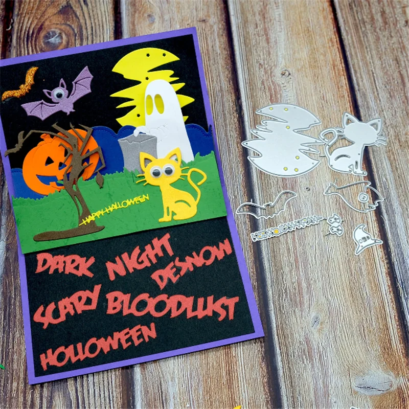 Eastshape Счастливого Хэллоуина летучая мышь кошка металлические Вырубные штампы