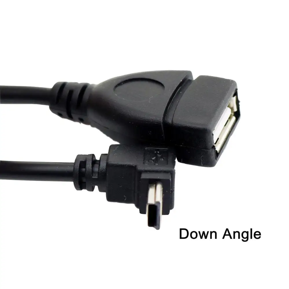 Down Angle 20x USB Mini 5-контактный штекер USB 2,0 Женский Джек хоста OTG Удлинительный переходник Кабель 15 см вверх/вниз/влево/вправо Угол - Цвет: Down Angle