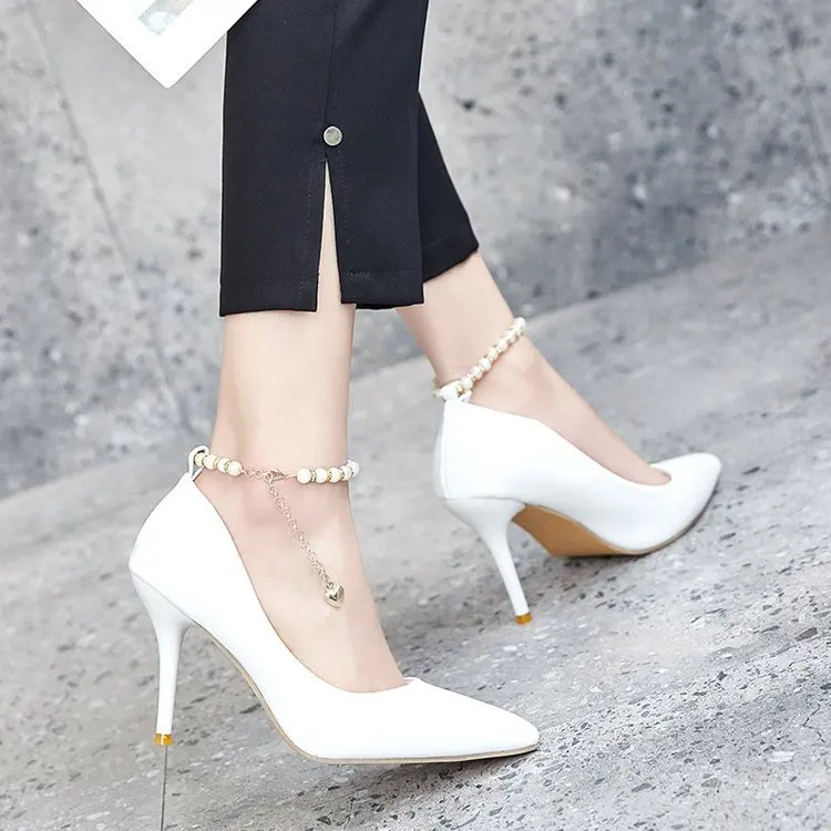 

New ladies' temperament high heels women's shoes pure black thin heel women's high heels single shoe