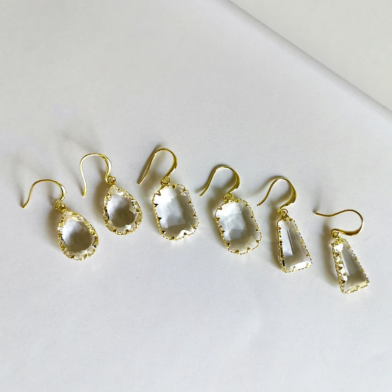 

Peri'sBox 3 Designs Waterdrop Acrylic Earrings for Women Rectangle Trapezoid Geometric Earrings Gold Edged Dainty Drop Earrings