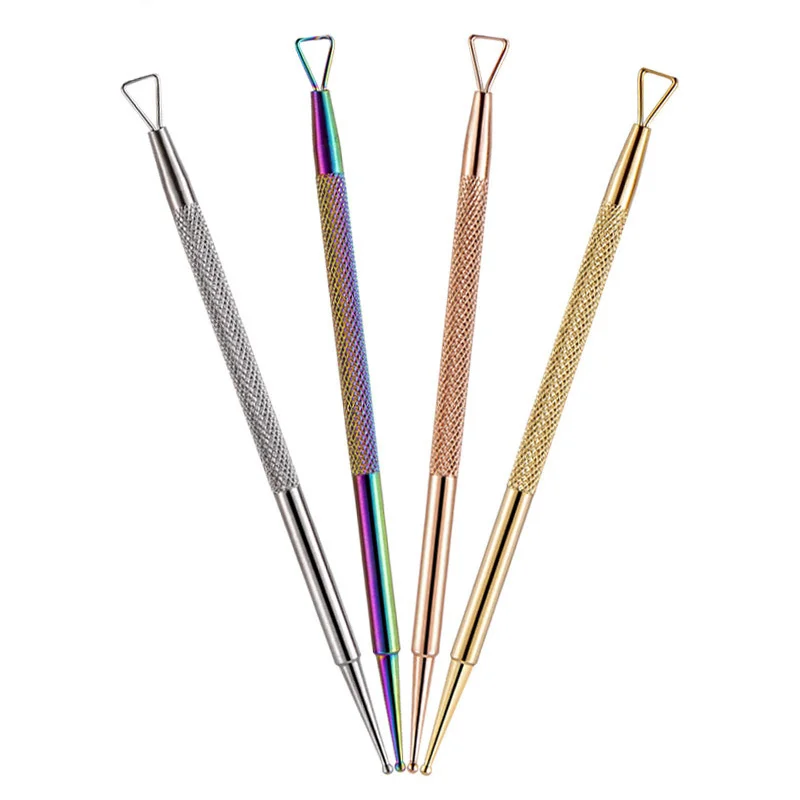 

1 Pc Dual-ended Nail Tools Stainless Steel UV Gel Nail Remover Rose Gold Silver Colorful Dotting Pen Nail Art Tool Accessory