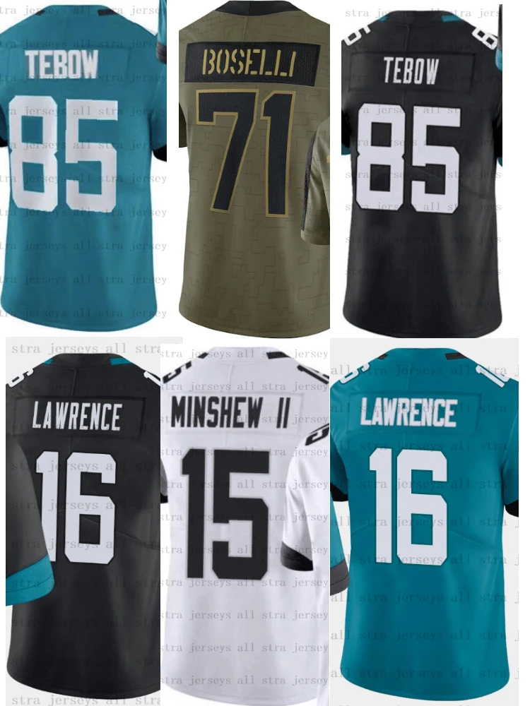 

15 Gardner Minshew II 16 Trevor Lawrence 16 Trevor Lawrence 85 Tim Tebow Sports Jerseys American Football 2021 Salute T-Shirt