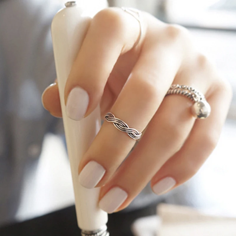 Ювелирные изделия из стерлингового серебра 925 пробы плетеное кольцо с открытым