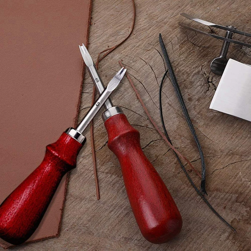 

4 Pcs Leather Edge Beveler Edge Skiving Beveler 2 Pcs Wood Leather Edge Burnisher Device for Leather Cutting Burnishing