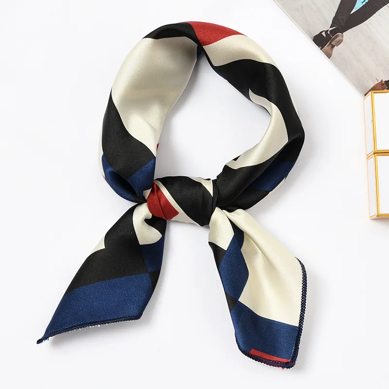 

Temperament Silk Small Square Scarf Female Korean Scarf Wild Scarf Ins Silk Scarf Satin Bib-style Workplace Ladies Headscarf