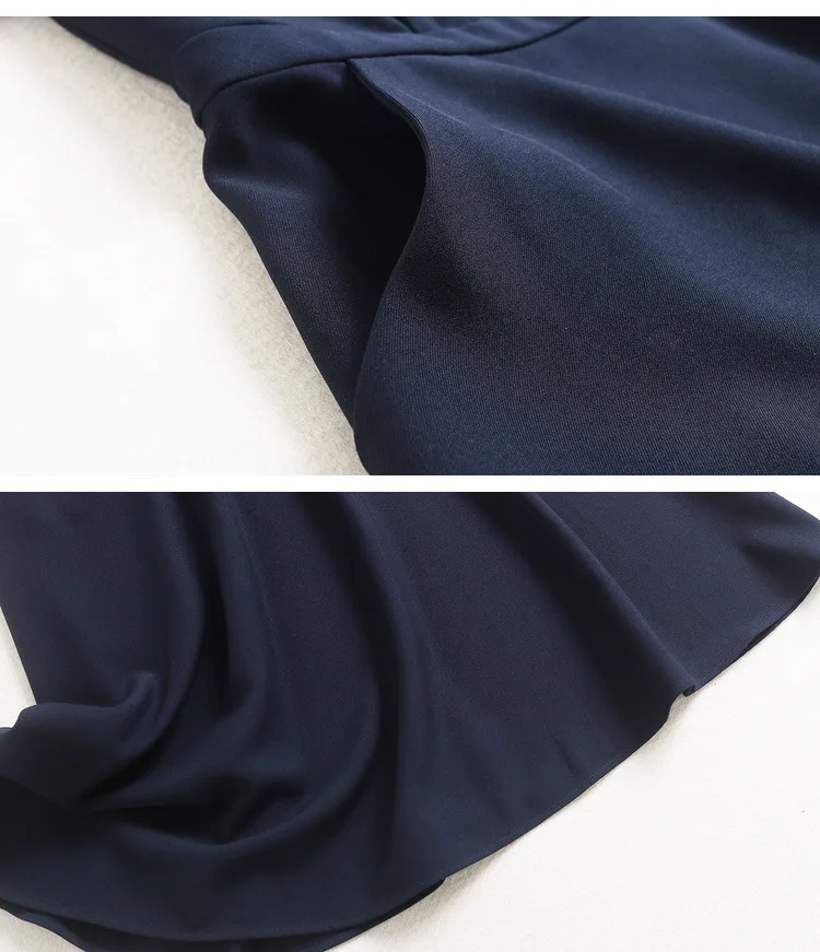 

SHUCHAN Spring/Autumn 2021 Preppy Style Dresses for Women Navy Blue Mid-Calf A-Line Peter Pan Collar Long Dresses