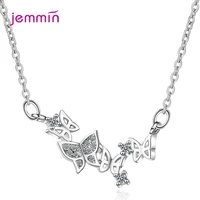 big sale butterfly shape pendant necklace for women newest genuine 925 sterling silver charm necklace with sparkling crystal