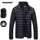 Мужская повседневная куртка Mountainskin, теплая водонепроницаемая однотонная куртка, ультралегкий пуховик, брендовая одежда, зима 2019