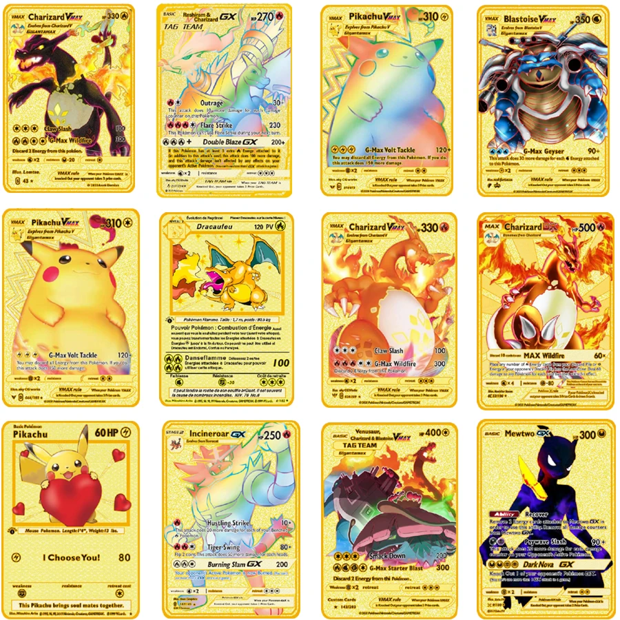 

27 Style Pikachu Pokemon PV Blastoise Eevee V Vmax GX EX Anime Wipe Game Battle Collection Card Model Children's Toys