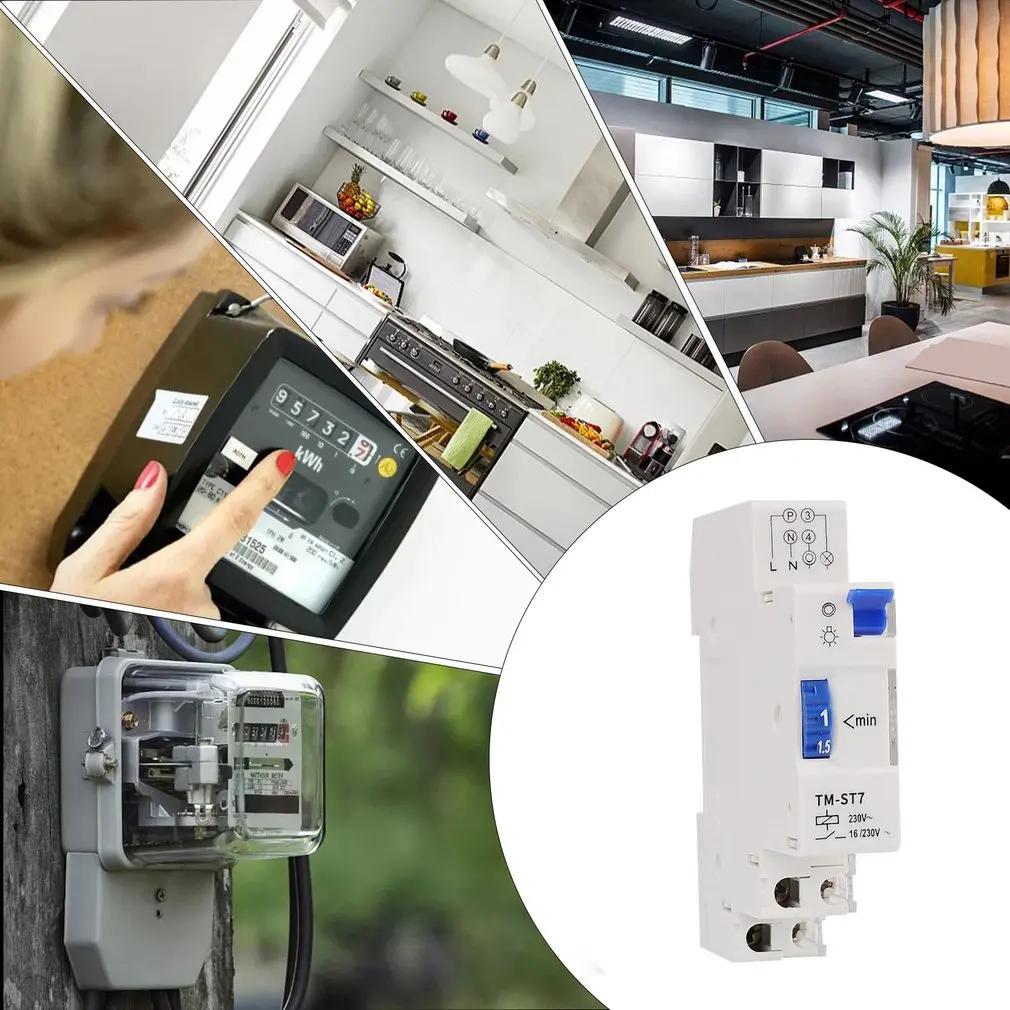 

230V AC 7 Minutes Mechanical Timer 18mm Single Module Din Rail Staircase Timer Time Switch Timer Clock