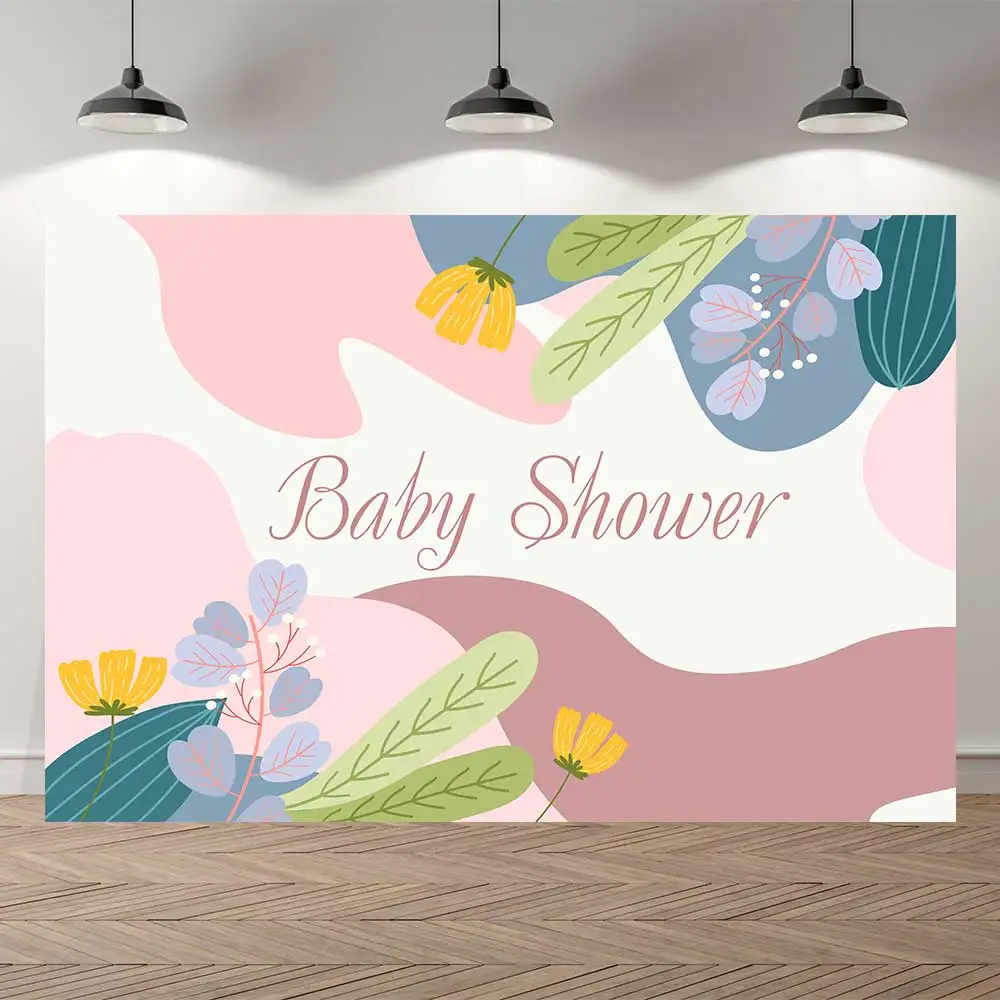 

NeoBack Happy Birthday Newborn Baby Girls Colorful Shower Watercolor Flowers Party Banner Photo Backdrop Photography Background
