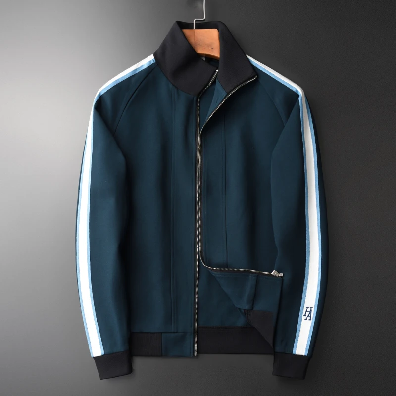 Minglu протектор боковые ленты Толстовка для мужчин класса люкс с вышивкой