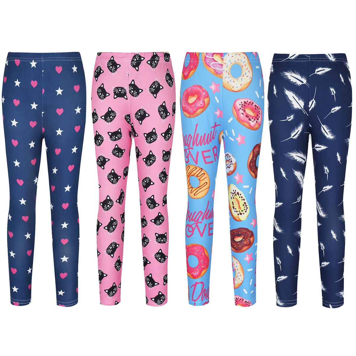 Леггинсы Детские эластичные длинные с принтом по всей длине для танцев и