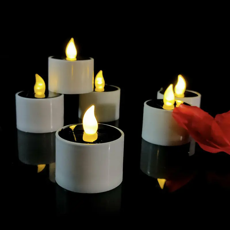

Solar Power LED Candles Flameless Lights Electronic Waterproof Solar LED Tea Lights For Christmas Outdoor Home Party Decorations