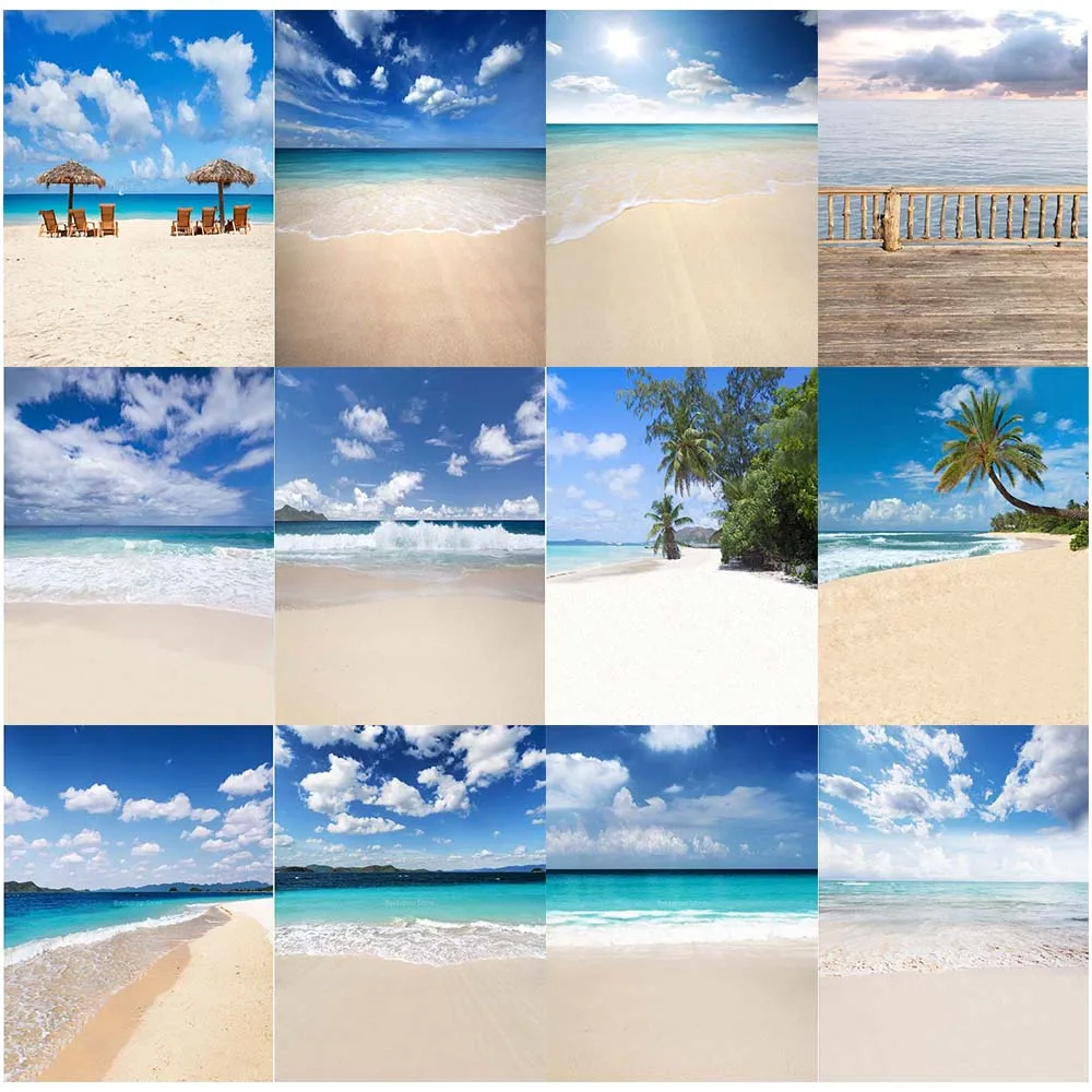 

Виниловый фон для фотосъемки Avezano с изображением летнего тропического моря пляжа голубого неба пальм дерева детских праздников