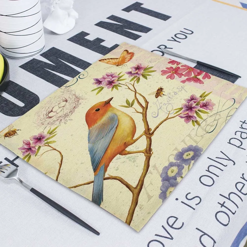 Салфетки для стола с птицами льняные свадебные салфетки салфетка прямоугольная