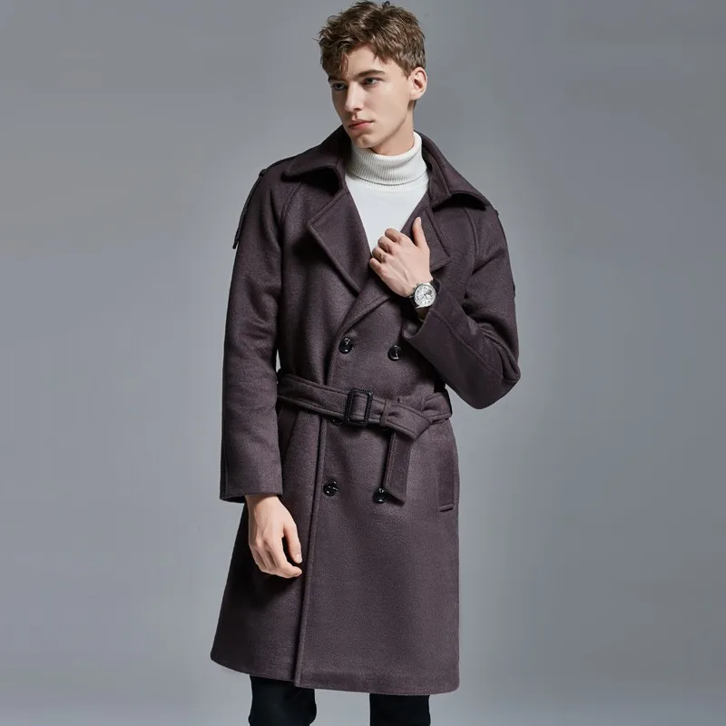 

Minglu протектор шерсть осень-зима мужской Тренч Роскошные двубортный средней Длина повседневные мужские пальта модная мужская куртка размер...