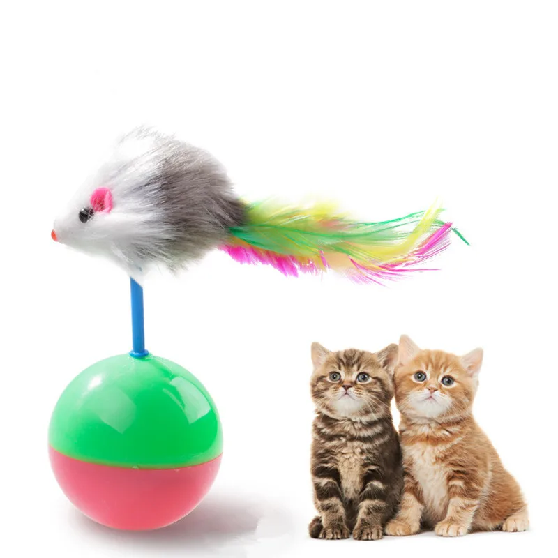 Перо ложная мышь тумблер мяч кошка игрушки интерактивный Забавный котенок щенок