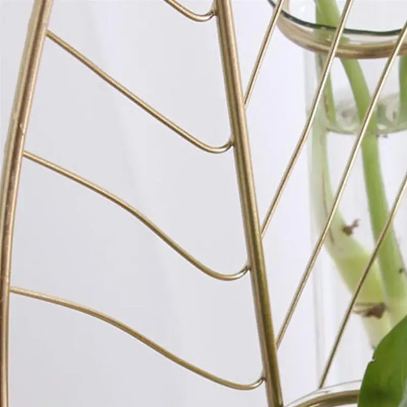 Стеклянная ваза креативная тестовая трубка в форме листа железная для цветов