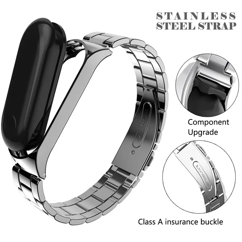 UTHAI Xiaomi Mi band 3/4 ремешок из нержавеющей стали для замены металлический защитный