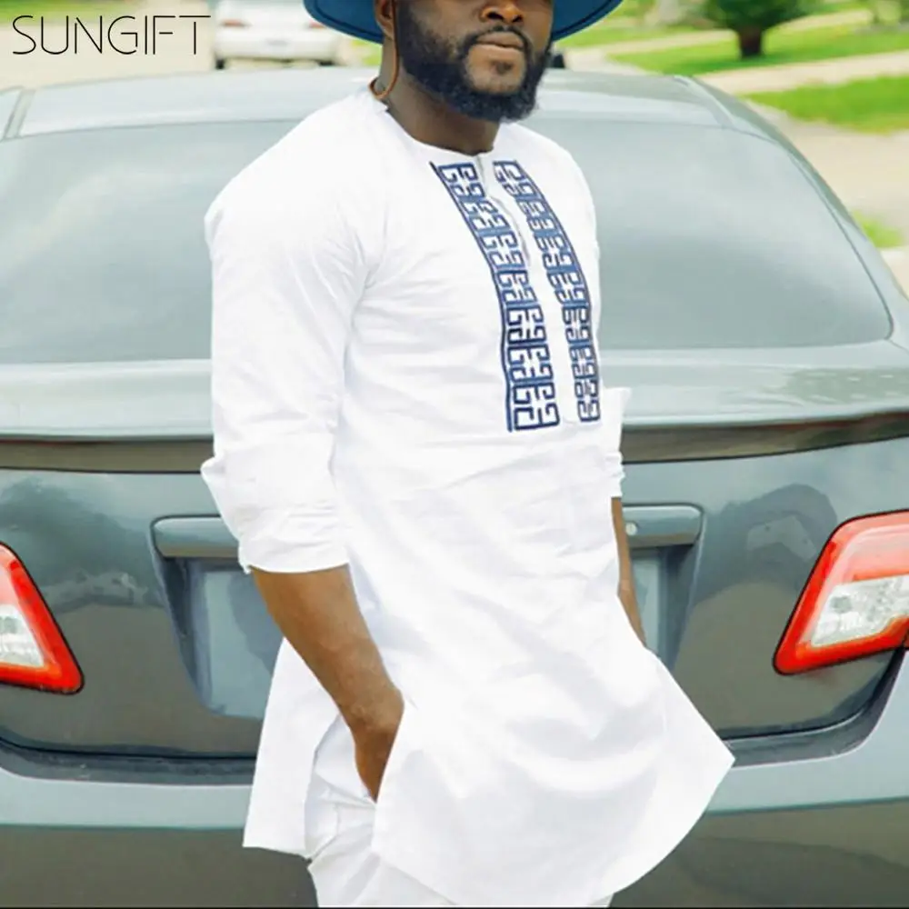 Мужской Топ в стиле Дашики SUNGIFT традиционная одежда африканском с длинными