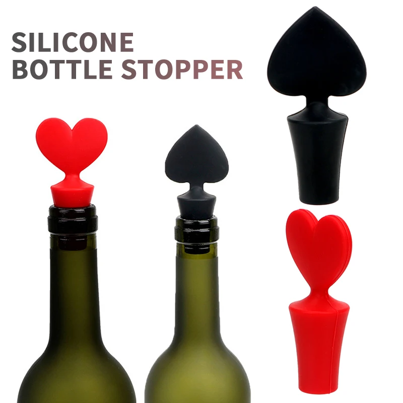 Creative Food Grade Silicone Beer Bottle Stopper Lovely Poker Shaped Wine Stoppers Leak Free Wine Drink Wine Bottle Sealer Cap